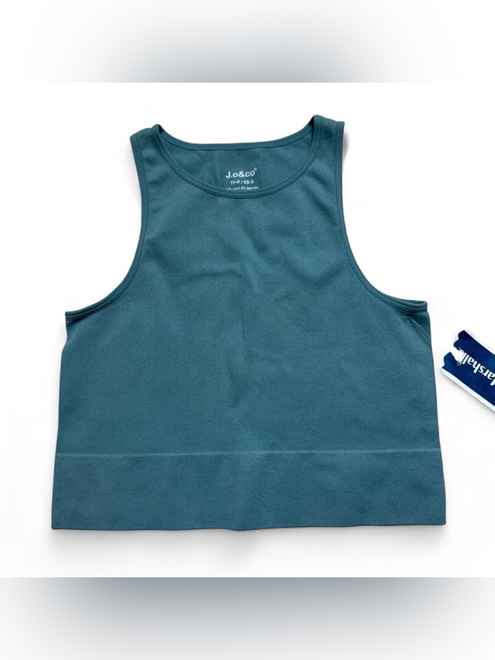 J.o & co Teal Blue Ribbed Cropped Athletic Tank Top Womens Size XS NWT